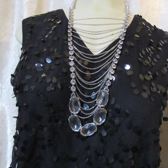 Long BOLD Rhinestone Chain Statement Necklace EUC - Picture 11 of 13